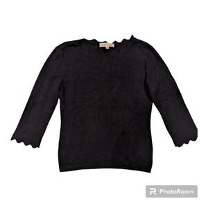 Philosophy Black Scallop Edge Sweater Women's Size S